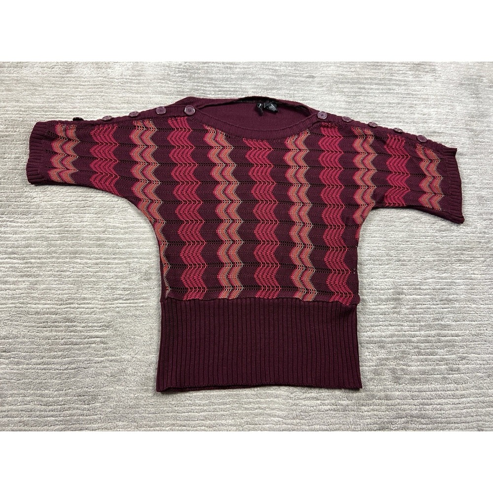 New Directions Sweater Top Womens Medium Red Acrylic Short Dolman Sleeve
